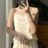Silk Satin 2026 Spring And Summer Women's New Dress In A Short Collar With A Single Shoulder Sling Slings Small Vest
