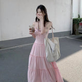 Two Sets Of Women's High-End Pink Gentle Sling Dress Women's Summer New Holiday Wind Seaside Hoodie
