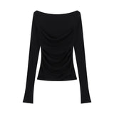 Pure Style Splicing Collar Two Long-Sleeved T-Shirts For Girls In Spring Chicly Thin Blue Tops Small Shirts