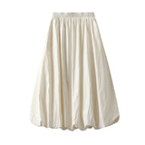 Vintage Relaxation PU Leather Tidal Lantern Skirt Women's Autumn Laziness Casual A Word Half-Body Balloon Skirt 5013
