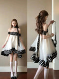 2026 New French Beauty Dot Mesh Yarn Corset Dress Female Summer Seaside Holiday Princess Ponpong Skirt