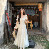 French Apricot-Colum Floral Dress Women's Summer 2026 New Explosive Small Unique Beautiful Temperament Dress
