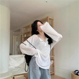 White Loose Long-Term T-Shirt Girl Summer 2025 New Lazy Wind Outside The Long-Sleeved Sunscreen Shirt Top