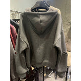 Thirteen Lines Of High-Quality Korean Version Of Loose Long-Sleeved Hooded Jacket Women's Letter Embroidery Spliced Striped Sleeves On The Top