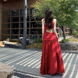 Pure Babes Inclined Shoulder-To-Shoulder Atmosphere Feel Holiday Super Fairy Big Swing Romantic Dress White Long Dress High-End Feel Skirt