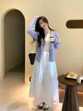Set Women's 2025 Sleeveless Vest Dress Body Long Dress Knitted Open Shirt Twily Hollow Design