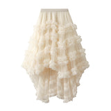 Yarn Skirt Candy Loose Waist Fairy Net Yarn Skirt Fluffy Irregular Lotus Leaf Side Cake Skirt 1376