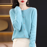 Line Ready-Sheed Seamless 100% Pure Wool 2026 Autumn And Winter New Women's Short Collar Loose Knitted Sweater Coat