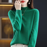 Wool Blending 2026 Autumn And Winter New Women's First-Line Ready-Up Seamless Half-High Collar Soft-Knitted Bottom Sweater