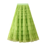 Spring And Summer New High-Rise Thin A-Layer Mesh Cake Skirt Long Skirt Fairy Dress 8075