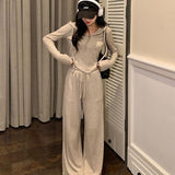 Net Red Wind Thin Age To Reduce The Age Of Fashionable Casual Suit Women's Spring And Autumn Hooded Body Broad Leg Pants Loose Two Sets