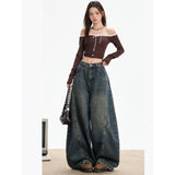 Vintage Old Scissor Jeans Women's Summer 2026 New Loose Broad Leg Drag Slebter Pants