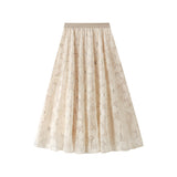 Lace Dress Women Autumn And Winter New Heavy Industry Beads Big Flower A Dress Fairy Son Long Dress Girl 0357
