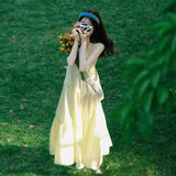 Travel Vacation Fairy Apricot Sling Dress Women's Summer 2027 New Small Seaside Photo Beach Dress