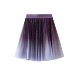 Summer Net Yarn Short Skirt Women's A-Shaped Skirt With Color Half-Dress Skirt Thin Gradient Fairy Ponpong Skirt 1365