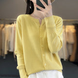 Wool Blended 2026 Autumn And Winter New Short Sweater Loose Round V Collar Solid Color Buckle Knitted Top Open Shirt Jacket
