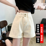 Long High Waist Curls Loose-Fitting Denim Shorts Women Summer High-Legged Thin A-Word Design Hot Pants