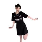 Large-Size Fatmm2025 Summer Women's Skirt Small Sleek Casual Dress High Waist Thin Black A Skirt