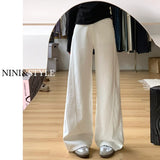 White Broad-Legged Jeans Women's Spring And Summer 2025 New High-Rise Loose High-End Scimits Small Straight Pants