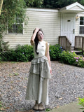 Gentle Multi-Layer Dress Design Dress Women's Summer Han Dai New Commuting Skirt Apricot Cake Long Skirt