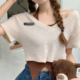 Irregular Hanging Neck Vest Women's Short-Sleeved T-Shirt 2025 Summer Folded Two Sets Of Fat M Pure Hot Girl Niche Top