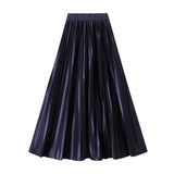 Korean Version Of The Thin Spring New Bright Face Luster High Waist 100 Folds A Word Showing Skinny Dress Half-Dress Skirt 6623