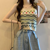 French Retro Sling Coat Hollow Hook Flower National Style Knitted Vest Women's Summer Seaside Holiday New Trend
