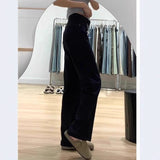 Pear-Shaped Figure Black Straight Jeans Women Winter Large Size Fat Mm High-Waisted Loose Cover Thin Broad Leg Trousers
