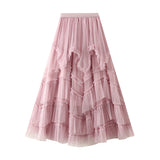 French Half-Dress Summer 2025 New Irregular Mesh Dress With Thin High Waist Fluffy Cake Skirt D2507