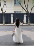 French Temperament Lotus Leaf Side Shoulder Dress Women 2025 Summer New Waist Temperament Reduction Long Dress