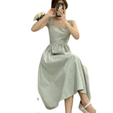 French Style Tie Sling Dress Summer Girl 2025 New Design Sense Niche Waist Thin Temperament Skirt