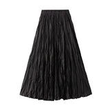 Light Luxury Light Pressure Folded Skirt Women's Spring And Autumn New Station Big Swing Thin Folded A Skirt 0323