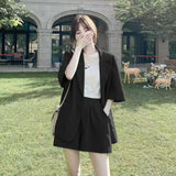 Suit Shorts Suit Women's Summer Leisure Thin Small Net Red Fried Street Design Sense Of Niche Ocean Two Sets