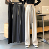 Gray Wide-Legged Trousers Women's High-Waist Thin-Skinny Casual Pants 2025 New Loose Straight Sweatpants