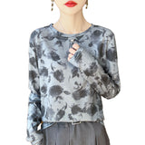 Lyselle Tians 2026 Spring And Summer Ms. Tie-Dye Short Leisure Collar Long-Sleeved Bottoming Shirt Try To Catch Up Jacket