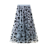Tuffen Mesh Yarn Half-Dress Girl Summer 2025 Long-Term Thin-Skinny Yarn Skirt Super Fairy Fairy 100-Fold Skirt 8673