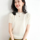 Wool Blended 2026 Autumn And Winter 2026 New Lady Body High-Necked Short-Sleeve Knitting Shirt
