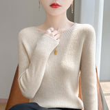 Line Ready-Upled Wool Blending 2026 Autumn And Winter New Women's Short Dress-Up Round Collar Pit Inside The Bottom Knitting Shirt