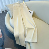 White Cowboy Broad Leg Pants Women's Summer 2025 New High-Rise Loose High-Grade Dredging Light Small Mangy Straight Trousers