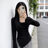 Long-Sleeved T-Shirt Girl Spring And Autumn New Korean Version Of The Body-Repair Sexy And Pure Hot Girl Design Sense Inside The Top