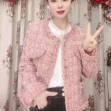 Pink Small Fragrant Wind Thick Coat Women Cotton Autumn And Winter 2026 New Famous Lady Delicate Lady Coarse Cotton Coat