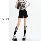 High-Waisted Denim Shorts Women 2025 Summer New Hot Babes Yellow Mud Design Sense Thin A Word Straight Hot Pants