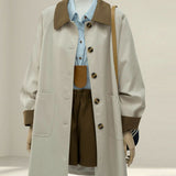 High-End Windwear Coat Women 2026 Early Spring And Autumn New Large-Looking Small Hanzi Hit Color Coat Long