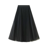 Luxury Fairy Atmosphere Swing Net Yarn Half-Dress Woman 2025 Spring Thin And Flowing Medium Long Folded Dress D9802