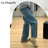 Light Blue Straight Jeans Women 2025 Autumn And Winter Trend With New Plus Velvet High Waist Narrow Version Of Broad Leg Dredged