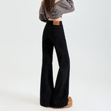 Black Low-Rise Micro-Horn Jeans Women 2025 Autumn And Winter New Loose Thin Not Close Legs Broad Leg Hoes Horn Trousers