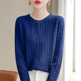 Wool Blended 2026 Autumn And Winter New Women's Round Collar Collar Hooded Small Knitted Open-Flowered Knitted Jersey Coat
