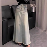 Vintage Tassels To Make Old Cowboy Half-Dress Girls Spring And Autumn New Niche Design High Waist Thin A Word Long Skirt