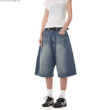 Denim Trousers Retro Broad Legs Daily Leisure Five-Point Trousers Women's Summer Trend New Loose Straight Shorts