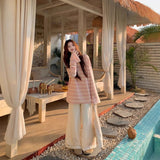 Relaxing Feeling Bumpy Striped Long-Sleeved T-Shirt For Women In Spring 2025 New Loose Lazy Chic Chic Tops